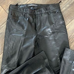 Vintage Gap Women’s Black Lined Genuine Leather Boot Cut Leg Biker Pants Sz 12